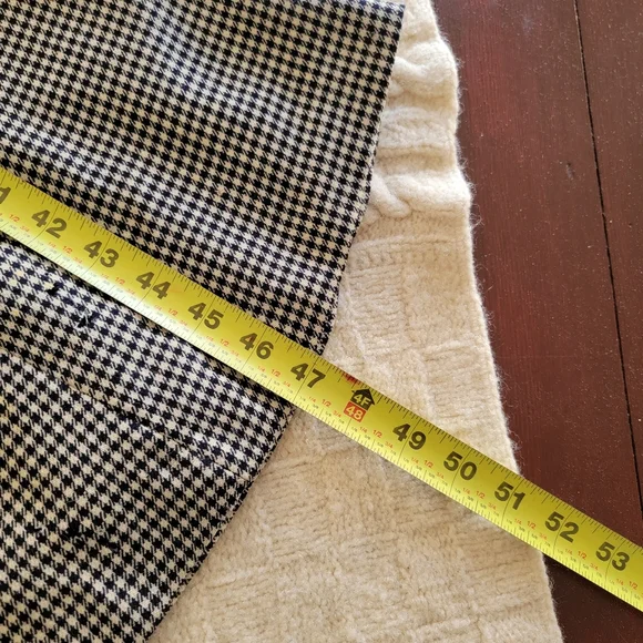 VINTAGE Micro Houndstooth Wool Long Riding Trench Coat Womens S/M Black ivory - Picture 9 of 14